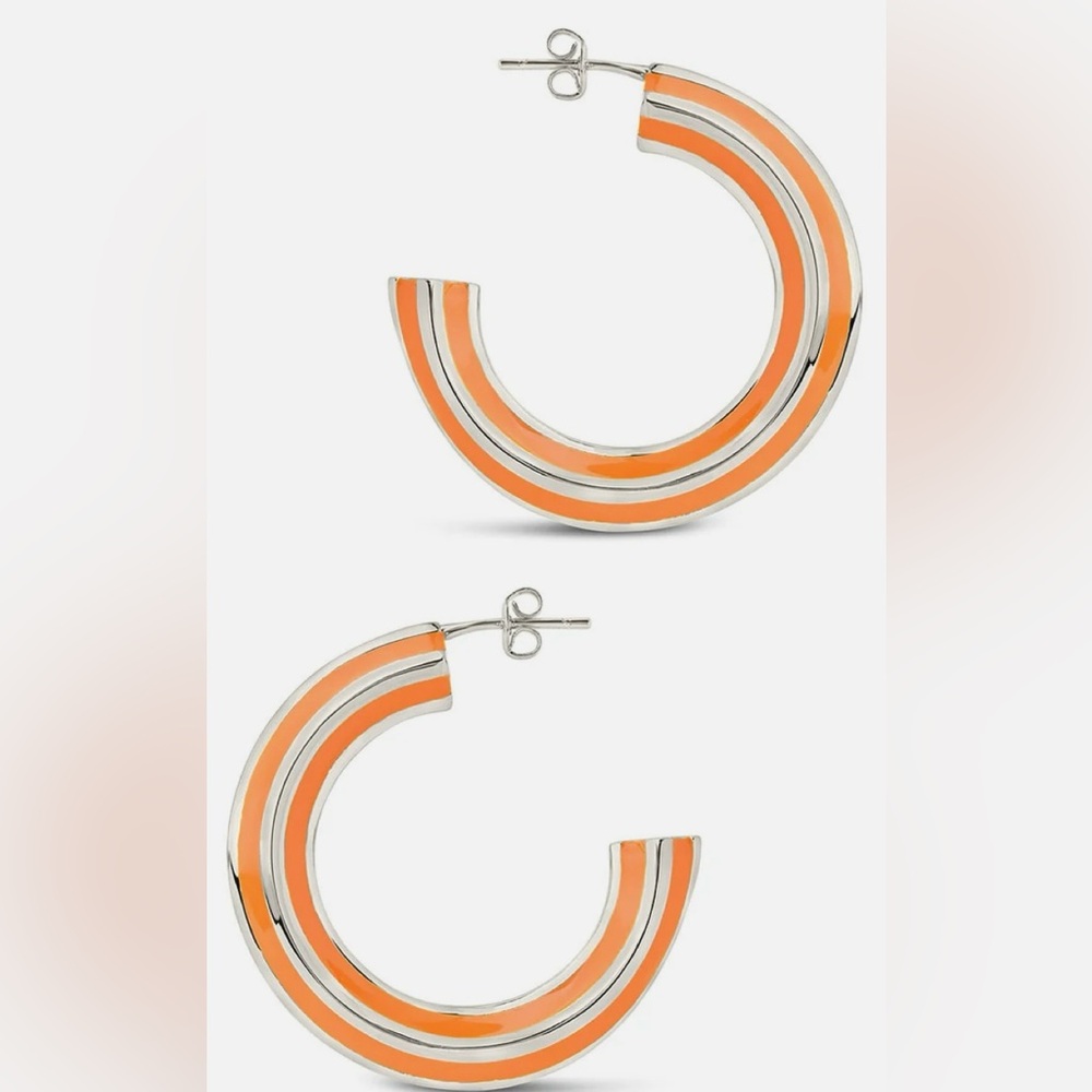 Sterling Forever Faven Enamel Hoop Earrings